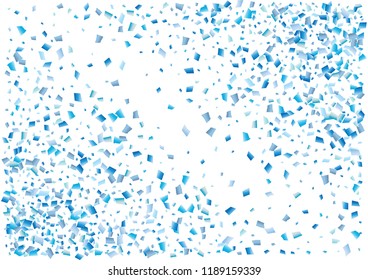 Festive blue rectangle confetti background. Abstract frame confetti texture for holiday, postcard, poster, website, carnival, birthday, children's parties. Cover confetti mock-up. Wedding card layout