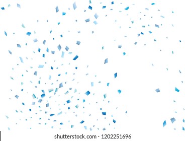 Festive blue rectangle confetti background. Abstract frame confetti texture for holiday, postcard, poster, website, carnival, birthday, children's parties. Cover confetti mock-up. Wedding card layout
