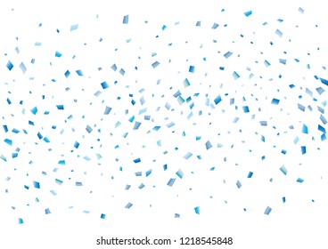 Festive blue rectangle confetti background. Abstract frame confetti texture for holiday, postcard, poster, website, carnival, birthday, children's parties. Cover confetti mock-up. Wedding card layout