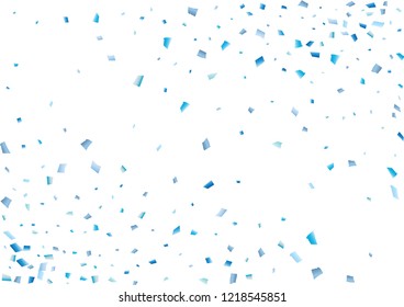 Festive blue rectangle confetti background. Abstract frame confetti texture for holiday, postcard, poster, website, carnival, birthday, children's parties. Cover confetti mock-up. Wedding card layout
