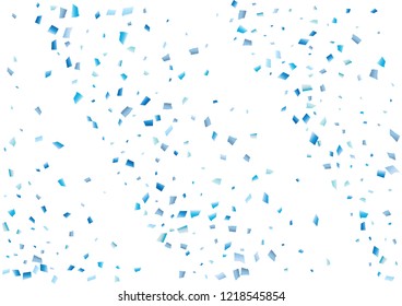 Festive blue rectangle confetti background. Abstract frame confetti texture for holiday, postcard, poster, website, carnival, birthday, children's parties. Cover confetti mock-up. Wedding card layout