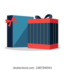 festlich blaue Geschenkbox mit Geschenkbox, Vektorgrafik, weißer Hintergrund