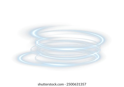 Festive blue stripe on white background. Blue curl twirl for the holidays. Blue colored curve rope. Vector png twirl, line, curve, rope, stripe design element.