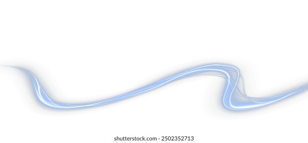 Festive blue stripe on white background. Blue curl twirl for the holidays. Blue colored curve rope. Vector png twirl, line, curve, rope, stripe design element.