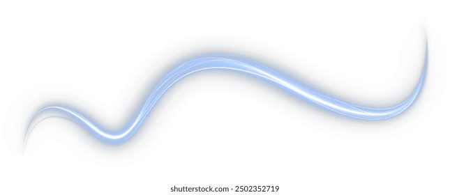 Festive blue stripe on white background. Blue curl twirl for the holidays. Blue colored curve rope. Vector png twirl, line, curve, rope, stripe design element.