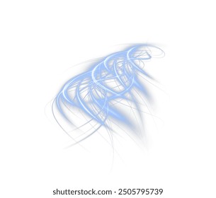 Festive blue stripe on white background. Blue curl twirl for the holidays. Blue colored curve rope. Vector png twirl, line, curve, rope, stripe design element.