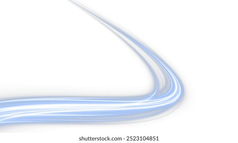 Festive blue stripe on white background. Blue curl twirl for the holidays. Blue colored curve rope. Vector png twirl, line, curve, rope, stripe design element.	
