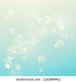 Festive blue vector abstract background with bokeh defocused lights