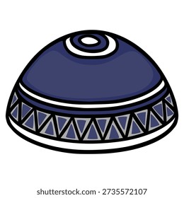 Festive blue and white patterned kippah vector illustration