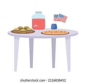 Festive board with american flag semi flat color vector object. Full sized item on white. Part of house arrangement simple cartoon style illustration for web graphic design and animation