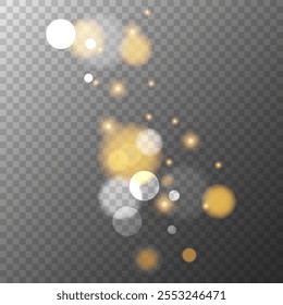 Luces bokeh festivas. Fondo transparente. Plantilla de superposición borrosa. Abstractas efecto de luz borrosa. Ilustración vectorial.