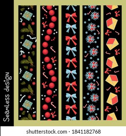 Borde festivo, conjunto de plantillas. Una gran colección de bordes de enhorabuena, adornos, pinceles. Resumen de divisores geométricos, elementos de diseño de símbolos estacionales.