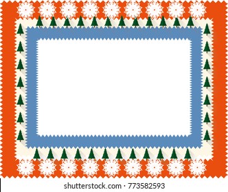 Festive border template with snowflakes and Christmas trees