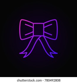 Festive bow colorful outline icon or design element on dark background