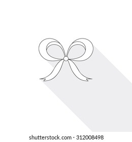Festive Bow Flat Blue Simple Icon with long shadow. Vector illustration.