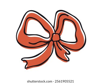 festive bow, gift bow with ribbons in a linear style. A hand-drawn vector illustration, an isolated element on a white background. for print, wedding celebration, holiday, party decoration. art vector