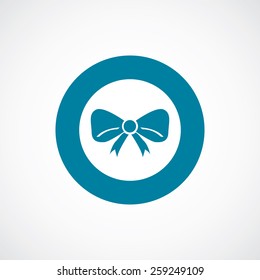festive bow icon bold blue circle border, white background  
