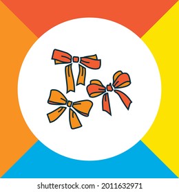 Festive bow icon colored line symbol. Premium quality isolated ribbon element in trendy style.