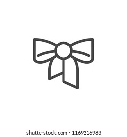 Festive Bowknot line icon. Decoration on gift box, element of party outfit, decor in christmas and other holidays concept symbol. Accessory for ceremony linear logo. Vector illustration isolated