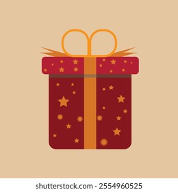 Festive box with a gift on a white bacground , Vector Gift box ,  