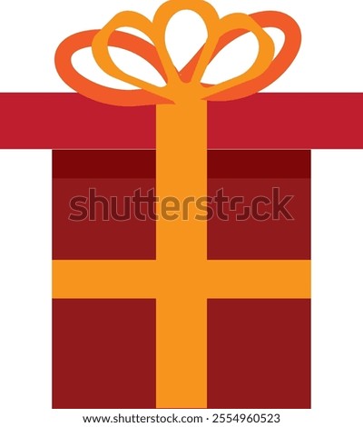 Festive box with a gift on a white bacground , Vector Gift box ,  