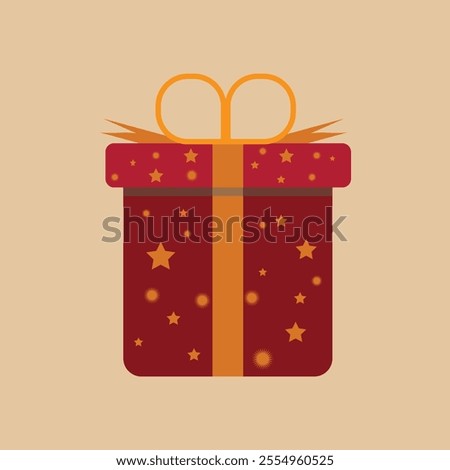Festive box with a gift on a white bacground , Vector Gift box ,  