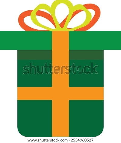 Festive box with a gift on a white bacground , Vector Gift box ,  