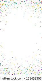 Festive breathtaking confetti. Celebration stars. Bright confetti on white background. Fetching festive overlay template. Vertical vector background.