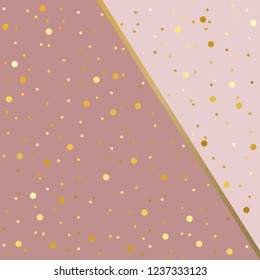 Festive bright background for your amazing design, banner for presentation. Multipurpose template for wrapping paper or greeting card. Gold Stars confetti, circles or dots.
