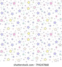Festive bright background for your amazing design, banner for presentatin. Multipurpose template for wrapping paper or greeting card. Random colored stars confetti, circles or dots.