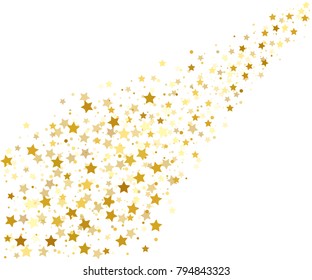 Festive bright background for your amazing design, banner for presentation. Multipurpose template for wrapping paper or greeting card. Gold Stars confetti, circles or dots.