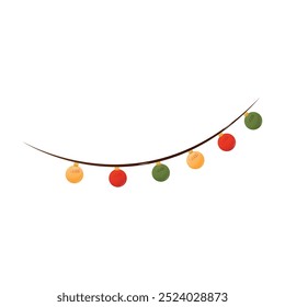 Festivo brilhante colorido brilhante guirlanda. Decorações de Natal. Ilustração isolada para cartão, cartão postal, capa. EPS 10