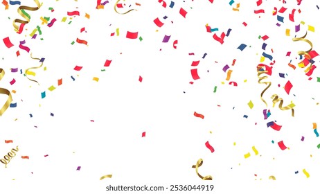 Festive bright Confetti isolated on Transparent background. Vector illustration