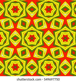 Festive bright orange and Sunny pattern. Vintage floral ornament.