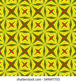 Festive bright orange and Sunny pattern. Vintage floral ornament.
