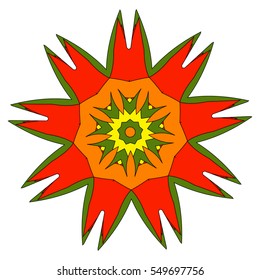Festive bright orange and Sunny pattern. Vintage floral ornament.
