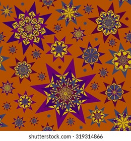 Festive bright seamless pattern. Abstract background with colorful stars