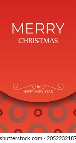 Festive Brochure Happy New Year Red color with vintage burgundy pattern