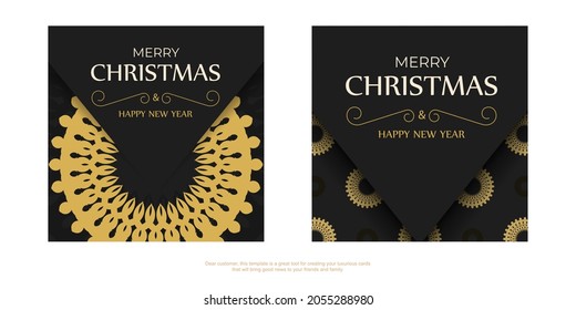 Festive Brochure Merry Christmas black with winter orange pattern