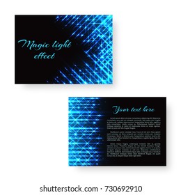 Festive brochure template with bright neon lights for Christmas greetings