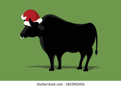 Festive bull Vector illustration Isolated on green background.