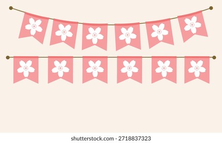 Festliche bunte Banner Vektor mit roten Sakura Blumen Muster. Ideal für Partydekorationen, kulturelle Veranstaltungen, Frühlingsfeste und fröhliche Dekorationen.