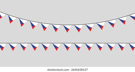 Festive bunting with Czech Republic flags on strings, perfect for national holidays, cultural celebrations, or patriotic-themed designs.