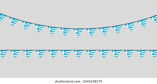 Festivo bunting com fluttering bandeira grega flutuando no vento - perfeito para celebrações nacionais, eventos culturais, ou promoções de viagens.