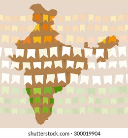 Festive bunting for India Independence Day or republic Day in traditional colors ideal as greeting card