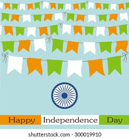 Festive bunting for India Independence Day or republic Day in traditional colors ideal as greeting card