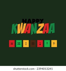 Festive bunting with seven principles of Kwanzaa symbols. A decorative element for the African American holiday Kwanzaa. Flat vector illustration isolated