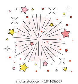 Festive burst firework icon in line art. Firecracker linear illustration.