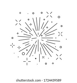 Festive burst firework in line art. Firecracker linear logo template.