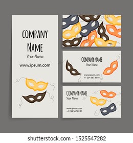 Festive business card. Cartoon style. Vector.